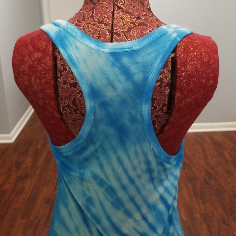 Long Ruffled Racerback Tie Dye Tank - Picture 3 of 4